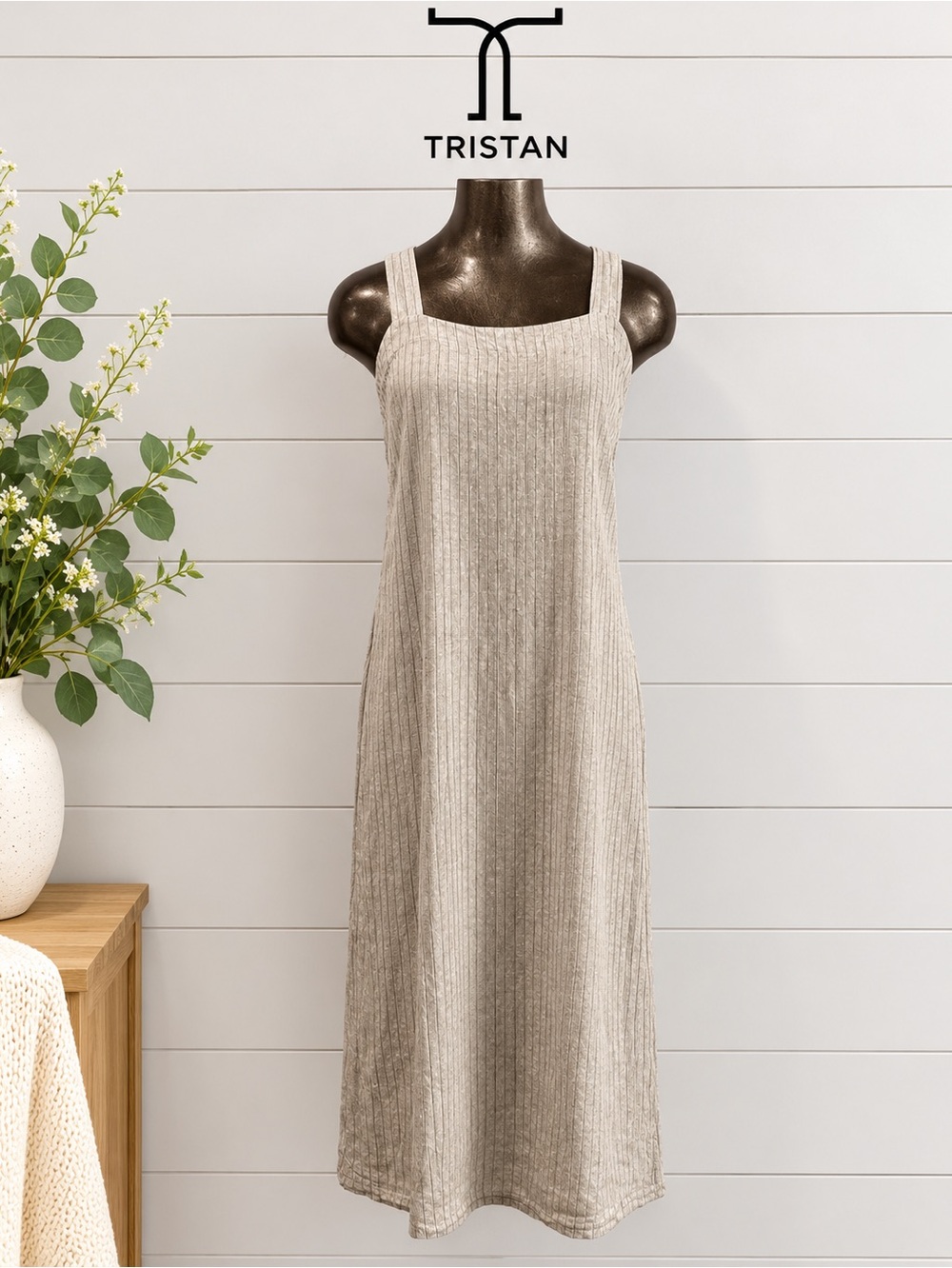 TRISTAN – Vintage Beige Striped Tunic Dress P/S